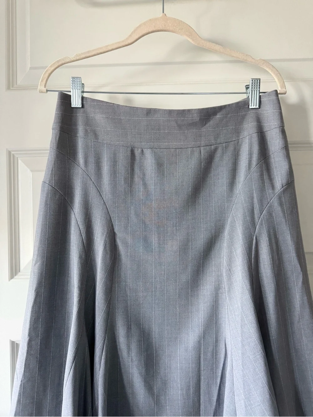 Vintage Y2K Worthington Stretch Gray Pinstripe A-Line Career Skirt Size 8
